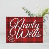 Nieuw Weds Wit Kalligrafie Check Plaid zwart Rood Kaart (Staand voorkant)