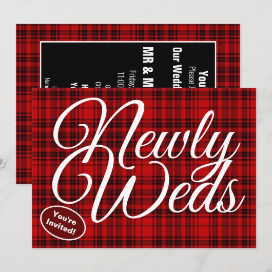 Nieuw Weds Wit Kalligrafie Check Plaid zwart Rood Kaart (Voorkant / Achterkant)