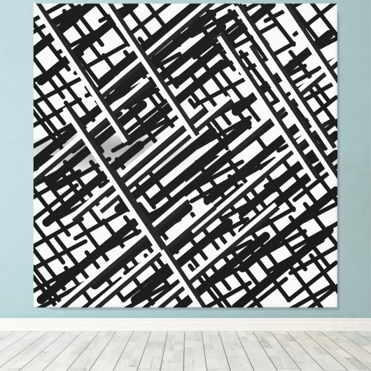 Nieuw willekeurig ontwerp van zwarte lijnen, lijne canvas afdruk (Insitu (Houten vloer))