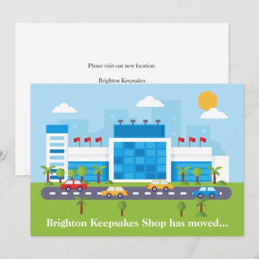 Nieuw winkeladres Kute Shopping Mall Store Movemen Aankondiging (Voorkant / Achterkant)