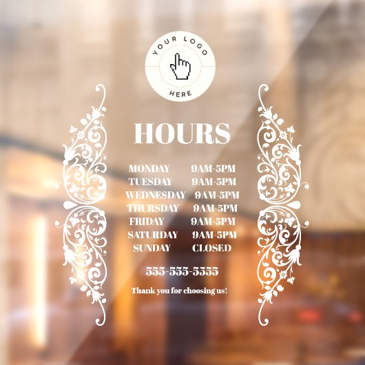 NIEUW! Winkeluren Cling - 12x12 Rechthoek - Op Maa Raamsticker (Vel 2)