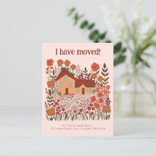 Nieuw woonadres Ik heb verhuisd boerderij bloemen Briefkaart