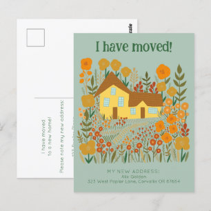 Nieuw woonadres Ik heb verhuisd boerderij bloemen Briefkaart