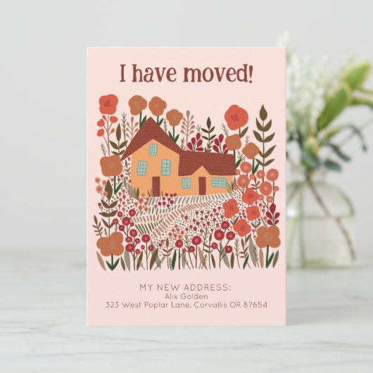 Nieuw woonadres Ik heb verhuisd boerderij bloemen Kaart (Staand voorkant)