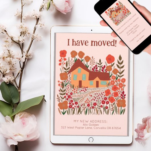 Nieuw woonadres Ik heb verhuisd boerderij bloemen Kaart