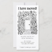 Nieuw woonadres Schattigee tuindeur boomvrije Kaar Save The Date (Voorkant)