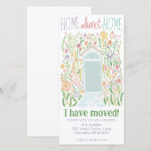 Nieuw woonadres Schattigee tuindeur boomvrije Kaar Save The Date (Voorkant / Achterkant)