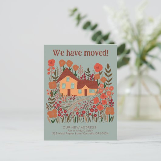 Nieuw woonadres We hebben verhuisd boerderij bloem Briefkaart (Staand voorkant)