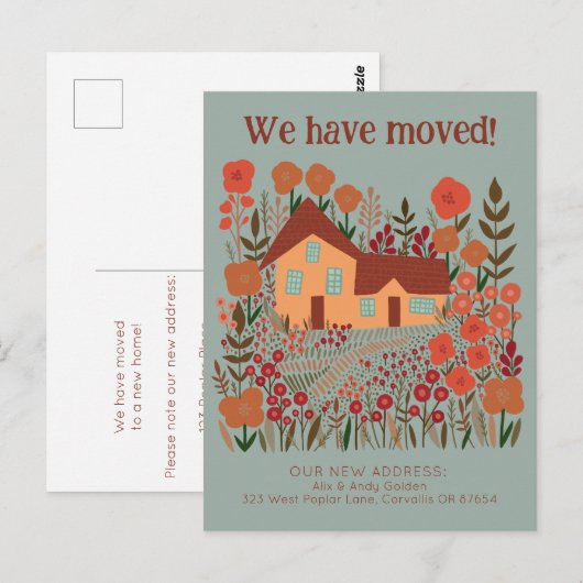 Nieuw woonadres We hebben verhuisd boerderij bloem Briefkaart (Voorkant / Achterkant)