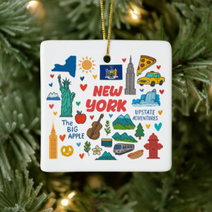 Nieuw York Aangepaste Familie Reis Kerstmis Keramisch Ornament