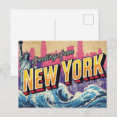 Nieuw York Beeldgolf Silhouet Briefkaart (Voorkant / Achterkant)