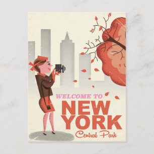 Nieuw York Central Park Vintage reisposter Briefkaart