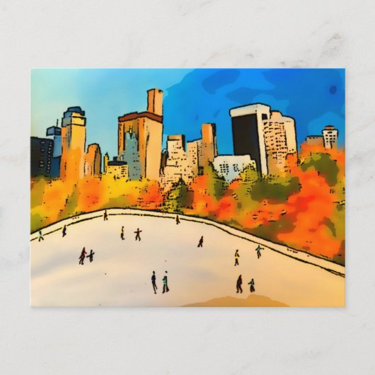 Nieuw York IJsbaan Central Park Briefkaart (Voorkant)
