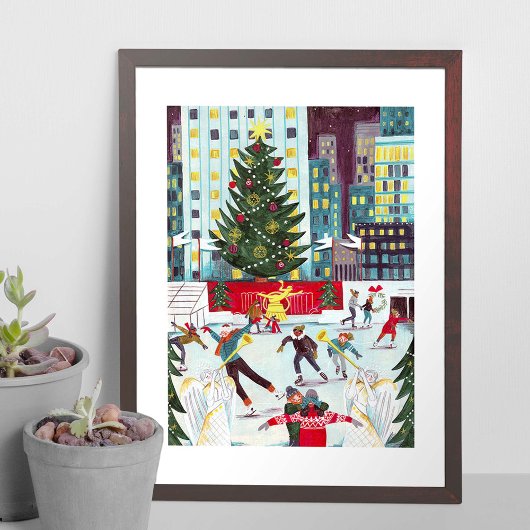 Nieuw York Rockefeller Center Kerstschaatsen Poster