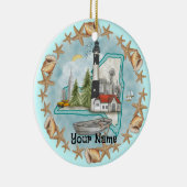 Nieuw York Schelpen Vuurtoren Ornament (Rechts)