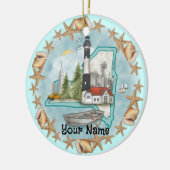 Nieuw York Schelpen Vuurtoren Ornament (Links)