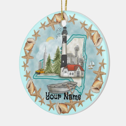 Nieuw York Schelpen Vuurtoren Ornament (Links)