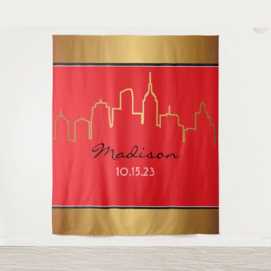 NIEUW YORK SKYLINE BROADWAY Foto-Op achtergrond Wandkleed (Voorkant)