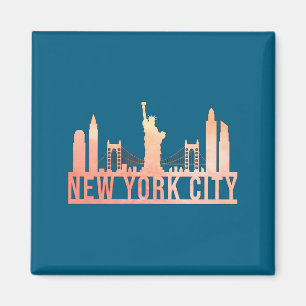Nieuw York Stad Usa Stadsgezicht Silhouet Grappig  Magneet