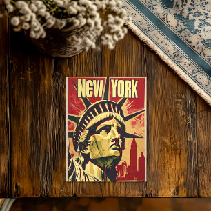 Nieuw York Standbeeld van Vrijheid Vintage Reispos Briefkaart