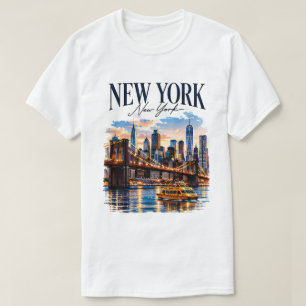 Nieuw-York Stedelijk Reis Grafisch Ontwerp T-shirt