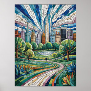 Nieuw-Yorkse mozaïekpark landschap Poster