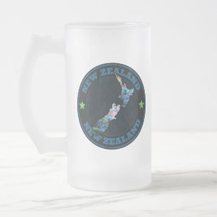 NIEUW ZEALAND KAART PAUA GLASS MATGLAS BIERPUL