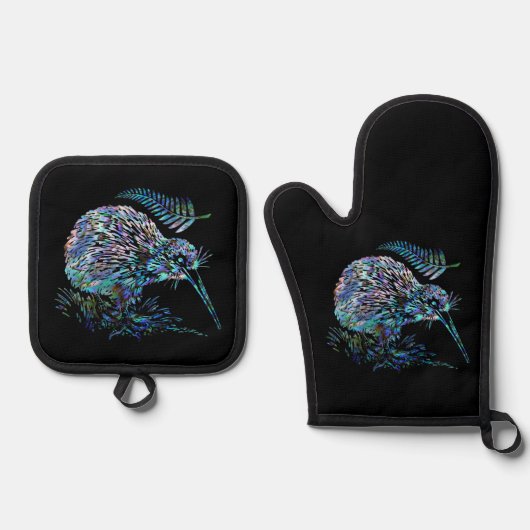 NIEUW-ZEALAND KIWI PAUA OVENWANT & PANNENLAP SET (Voorkant)