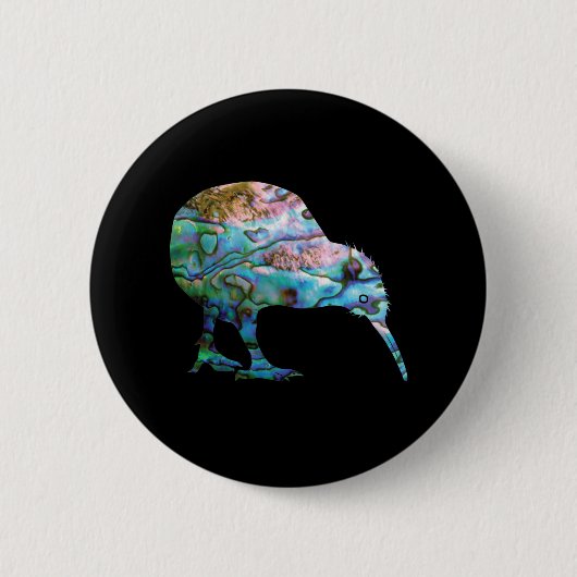 NIEUW-ZEALAND KIWI PAUA RONDE BUTTON 5,7 CM (Voorkant)