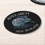 NIEUW-ZEALAND KIWI PAUA RONDE KARTONNEN ONDERZETTER<br><div class="desc">Klassieke Nieuw-Zeelandse kiwi-vogel,  in de levendige kleuren van de Paua-schelp.</div>