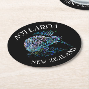 NIEUW-ZEALAND KIWI PAUA RONDE KARTONNEN ONDERZETTER