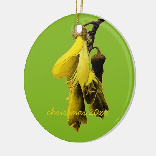 NIEUW ZEALAND KOWHAI-STROOM GEEL GROENE KLEUR KIWI KERAMISCH ORNAMENT (Links)