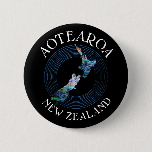 NIEUW ZEALAND MAP PAUA 6 CM ROND BADGE RONDE BUTTON 5,7 CM (Voorkant)