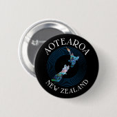 NIEUW ZEALAND MAP PAUA 6 CM ROND BADGE RONDE BUTTON 5,7 CM (Voorkant /achterkant)