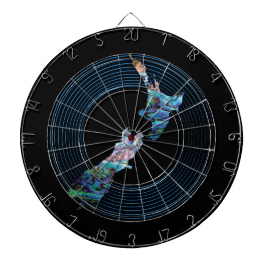 NIEUW ZEALAND MAP PAUA DARTBOARD DARTBORD (Voorkant)
