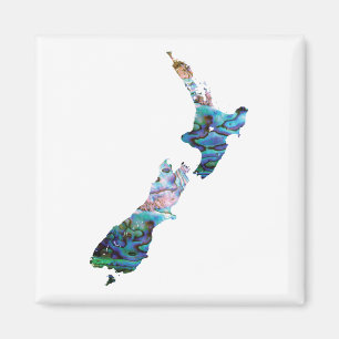 NIEUW ZEALAND MAP PAUA MAGNET WHITE