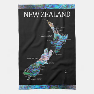 NIEUW ZEALAND PAUA MAP TEA TOWEL THEEDOEK