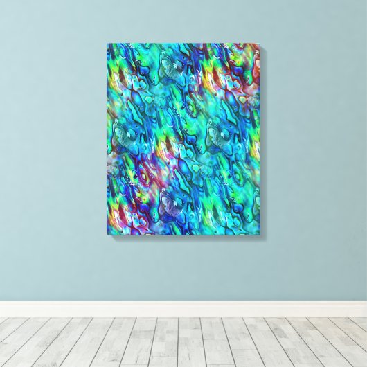 Nieuw-Zeeland Abalone Paua Shell Pattern 1 Canvas Afdruk (Insitu (Houten vloer))