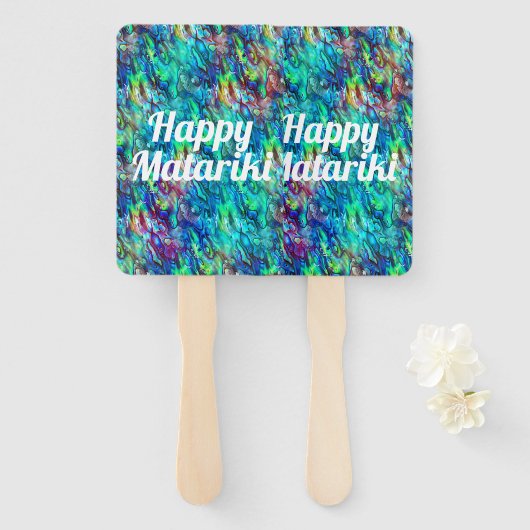 Nieuw-Zeeland Abalone Paua Shell Pattern 1 Handwaaier (Voorkant en achterkant)