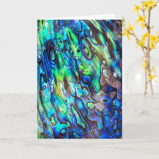 Nieuw-Zeeland Abalone Paua Shell Pattern 1 Kaart (Gele Bloem)