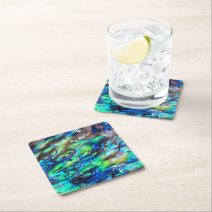 Nieuw-Zeeland Abalone Paua Shell Pattern 1 Kartonnen Onderzetters