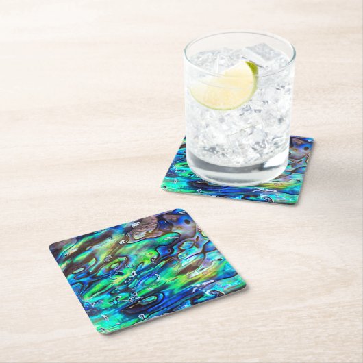 Nieuw-Zeeland Abalone Paua Shell Pattern 1 Kartonnen Onderzetters (Insitu)