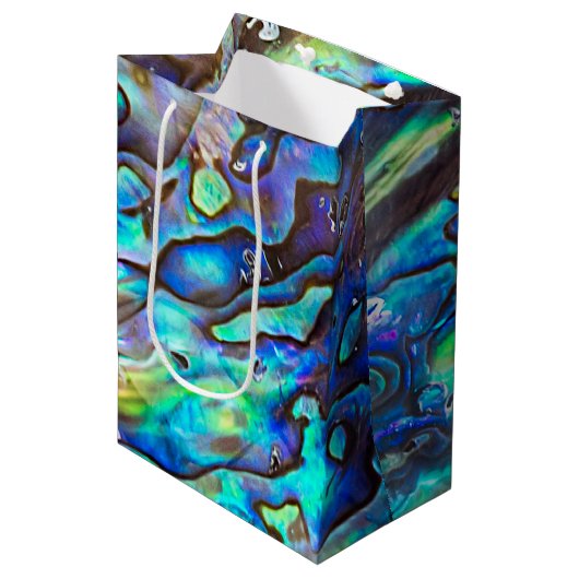 Nieuw-Zeeland Abalone Paua Shell Pattern 1 Medium Cadeauzakje (Voorkant Gekanteld)