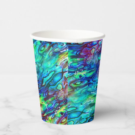 Nieuw-Zeeland Abalone Paua Shell Pattern 1 Papieren Bekers (Rechts)