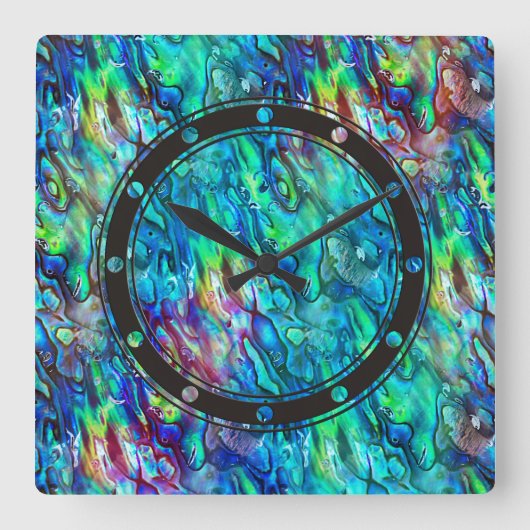 Nieuw-Zeeland Abalone Paua Shell Pattern 1 Vierkante Klok (Voorkant)