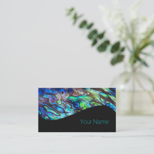 Nieuw-Zeeland Abalone Paua Shell Pattern 1 Visitekaartje (Staand voorkant)