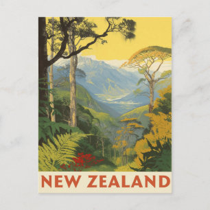 Nieuw-Zeeland Alpine Mountains & Lake Vintage Trav Briefkaart