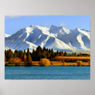 Nieuw-Zeeland berglandschap Poster