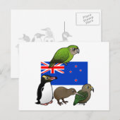 Nieuw-Zeeland Birdorables Briefkaart (Voorkant / Achterkant)