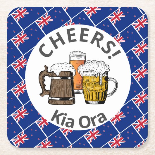 NIEUW-ZEELAND Cheers Kia Ora Beer Kartonnen Onderzetters (Voorkant)
